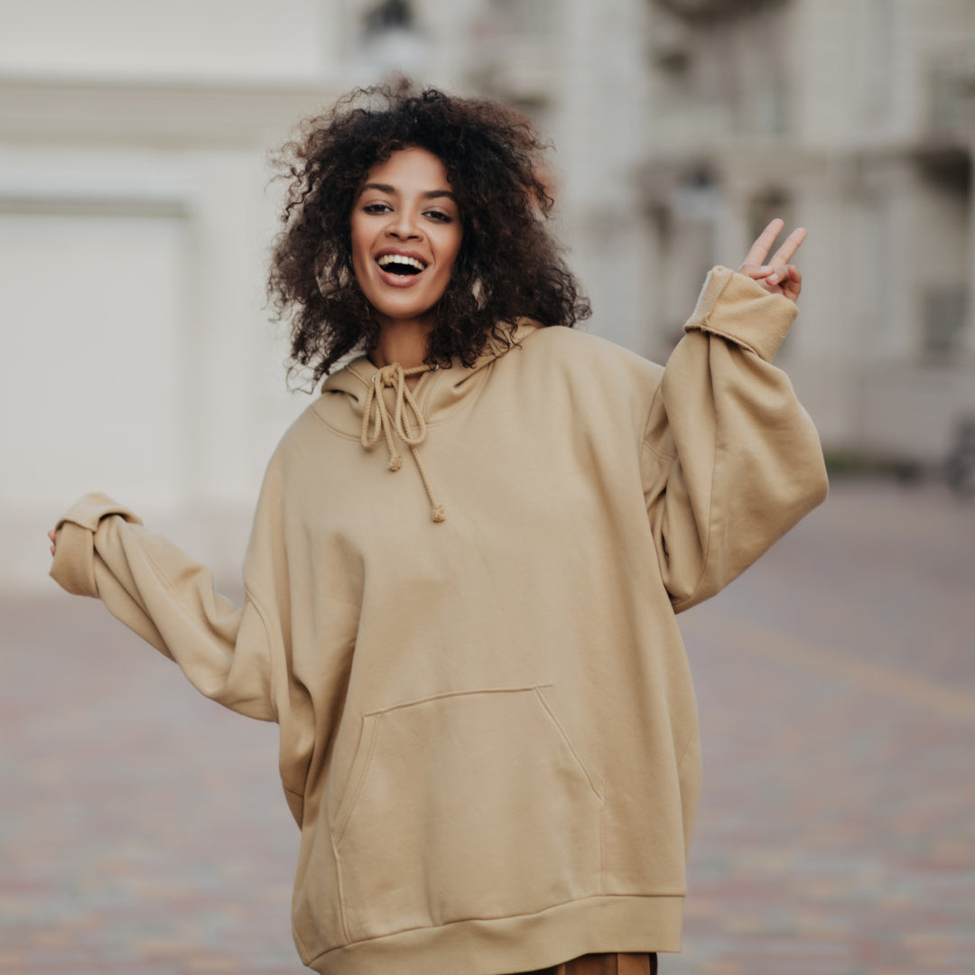 Unisex Oversized Beige Hoodie with Front Pocket